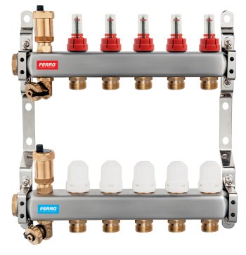 Distribuitor cu 9 cai 1'' inox Ferro cu debitmetre
