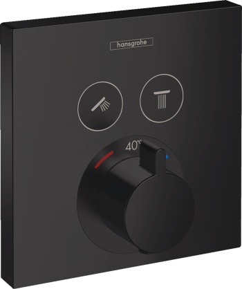 Baterie dus termostatata incastrata Hansgrohe, 2 iesiri negru mat