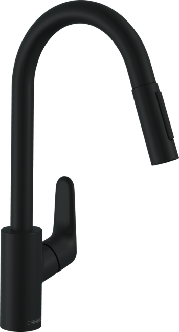 Baterie Hansgrohe FOCUS M41 bucatarie (dus extractibil), negru mat