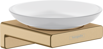 Sapuniera Hansgrohe AddStoris cu suport, sticla mata/ pronz periat