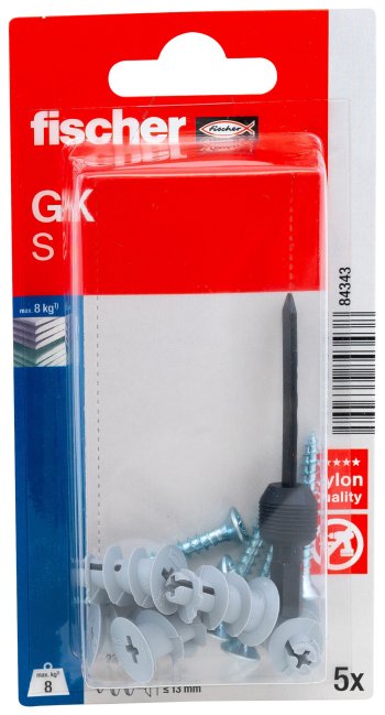 Set diblu nylon cu surub Fischer pentru gipscarton