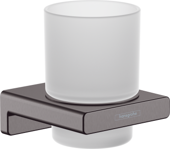 Pahar cu suport Hansgrohe AddStoris sticla mata/crom negru periat