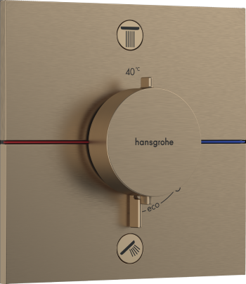 Baterie dus termostatata incastrata Hansgrohe, ShowerSelect Comfort, 2 iesiri bronz periat