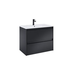 Mobilier de baie Unik ALPINE 800mm (2 sertare si lavoar), negru mat